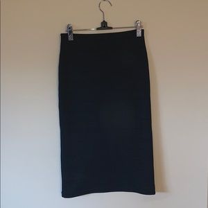 Black ribbed fitted midi skirt Topshop US4